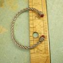 Vintage sterling garnet Byzantine bracelet rope cuff jeweled hallmarked