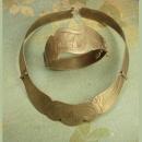 VIntage Indian Princess collar and bracelet set Etched metal necklace