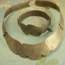 VIntage Indian Princess collar and bracelet set Etched metal necklace
