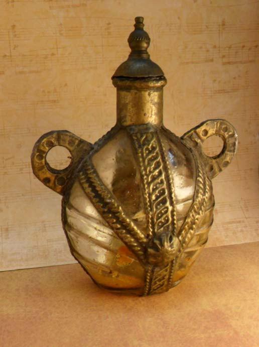 Medieval Gypsy Bottle hand wrought metalwork very primitive
