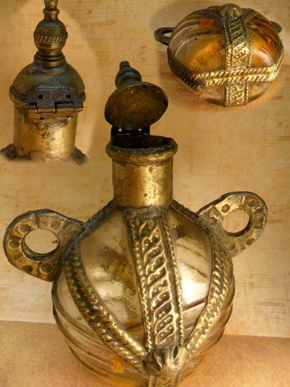 Medieval Gypsy Bottle hand wrought metalwork very primitive