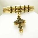 Gothic Pearl Rhinestone rhinestone cross Choker necklace