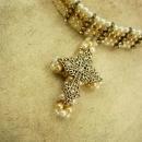 Gothic Pearl Rhinestone rhinestone cross Choker necklace