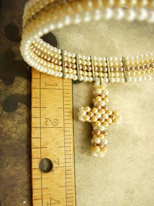 Gothic Pearl Rhinestone rhinestone cross Choker necklace