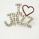 Vintage I LOVE Jazz Rhinestone Brooch huge stones Red and clear Music brooch