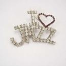 Vintage I LOVE Jazz Rhinestone Brooch huge stones Red and clear Music brooch