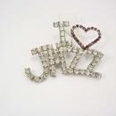 Vintage I LOVE Jazz Rhinestone Brooch huge stones Red and clear Music brooch