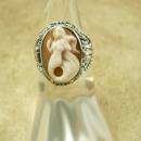 Vintage Sterling Poison RIng Mermaid Cameo Fancy setting hallmarked Mythical Nude Goddess siren