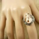 Vintage Sterling Poison RIng Mermaid Cameo Fancy setting hallmarked Mythical Nude Goddess siren