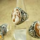 Vintage Sterling Poison RIng Mermaid Cameo Fancy setting hallmarked Mythical Nude Goddess siren