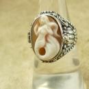 Vintage Sterling Poison RIng Mermaid Cameo Fancy setting hallmarked Mythical Nude Goddess siren