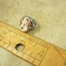 Vintage Sterling Poison RIng Mermaid Cameo Fancy setting hallmarked Mythical Nude Goddess siren