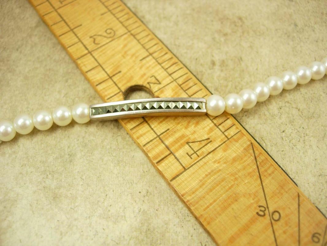 Vintage sterling pearl marcasite wedding Bracelet Carolee
