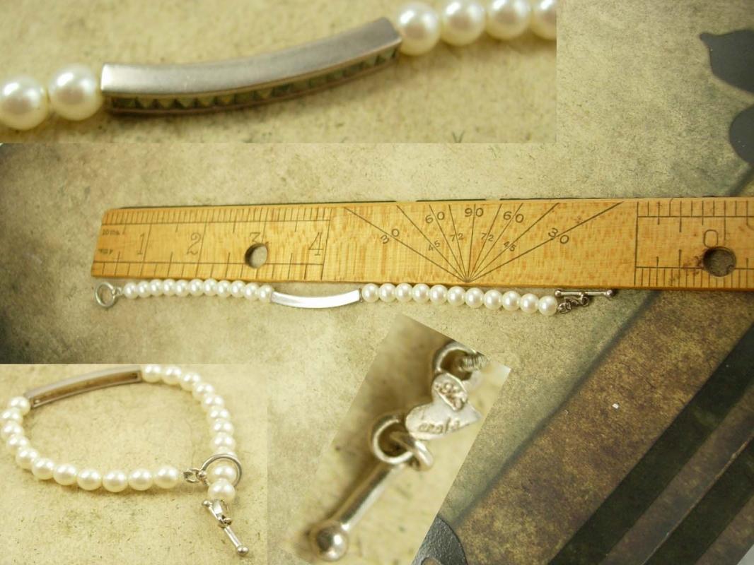 Vintage sterling pearl marcasite wedding Bracelet Carolee