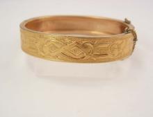 1874 antique Victorian rose gold filled bracelet bangle hallmarked