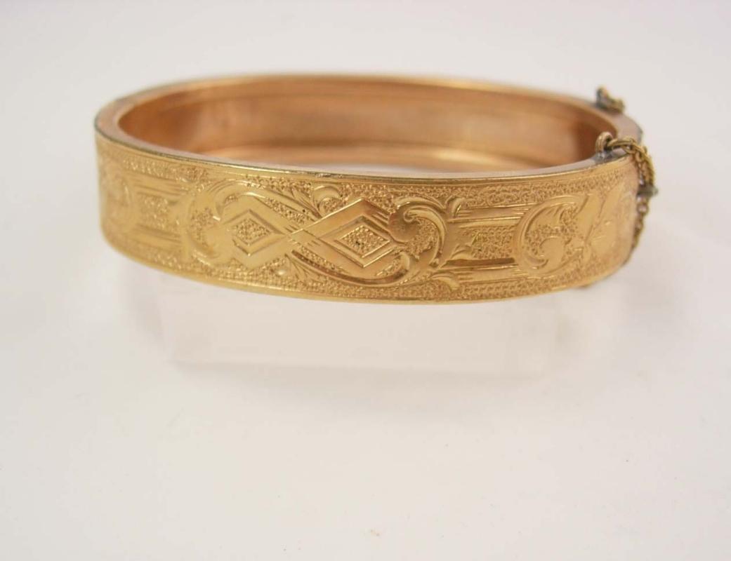 1874 antique Victorian rose gold filled bracelet bangle hallmarked