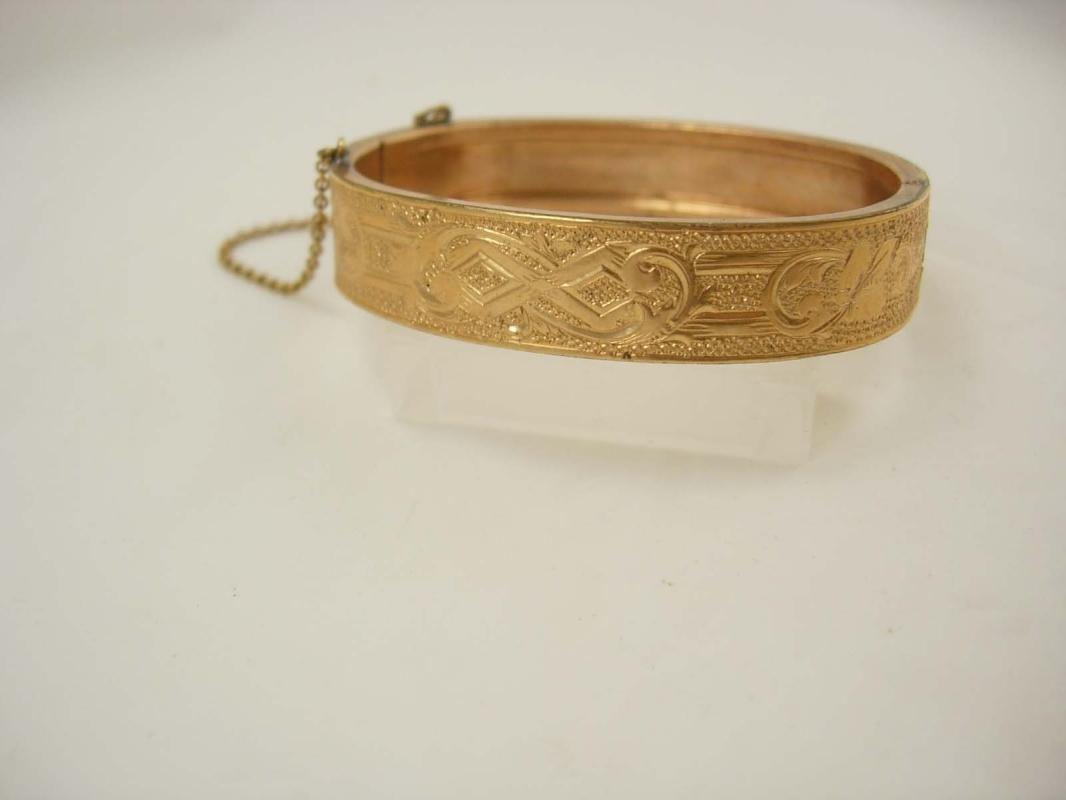 1874 antique Victorian rose gold filled bracelet bangle hallmarked