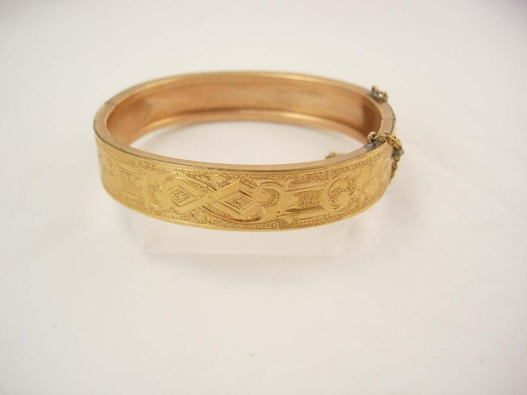 1874 antique Victorian rose gold filled bracelet bangle hallmarked