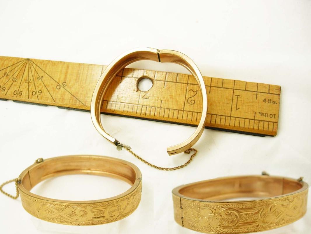 1874 antique Victorian rose gold filled bracelet bangle hallmarked