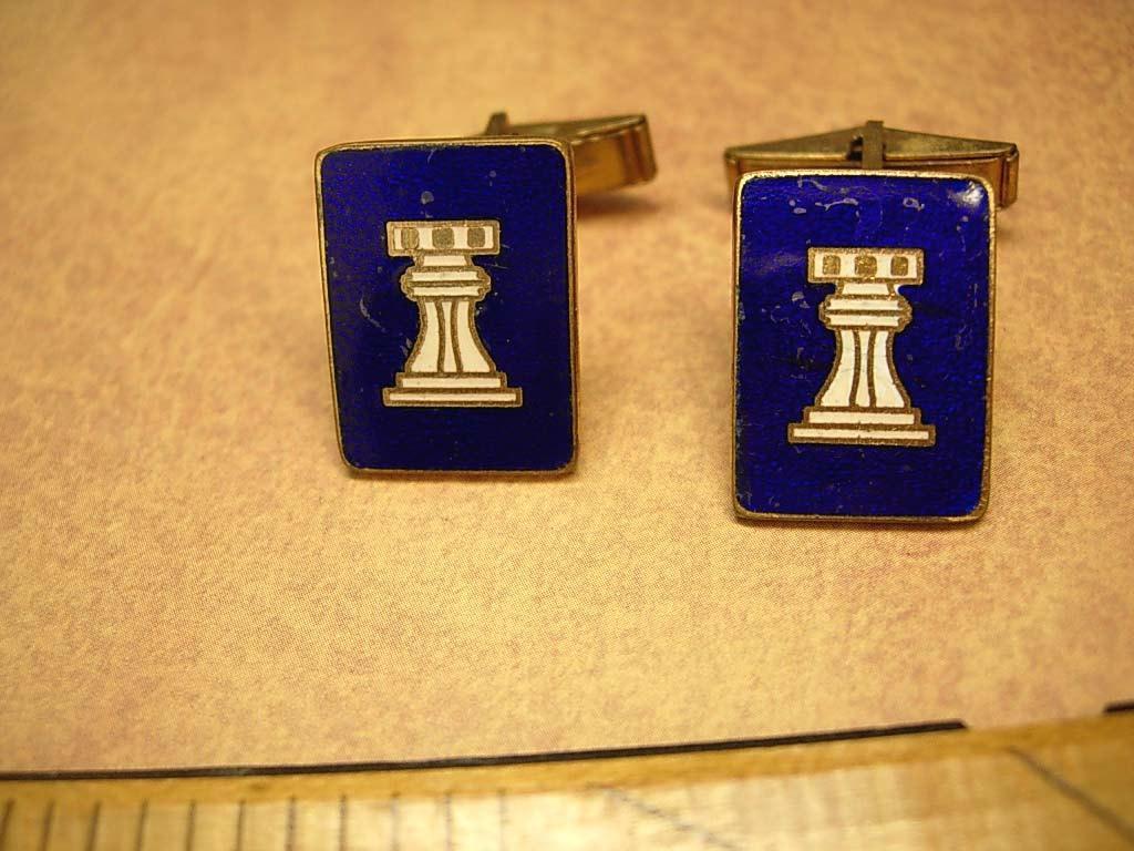 Vintage Chess Cufflinks Cobalt blue enamel the Rook