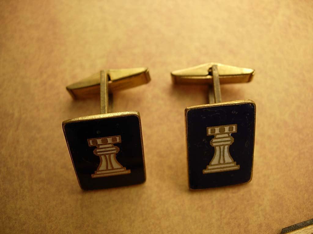 Vintage Chess Cufflinks Cobalt blue enamel the Rook