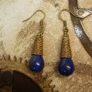 28ct Lapis Luzi modernist earrings Coil earrings pyrite and cobalt blue earrings
