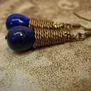 28ct Lapis Luzi modernist earrings Coil earrings pyrite and cobalt blue earrings