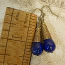 28ct Lapis Luzi modernist earrings Coil earrings pyrite and cobalt blue earrings