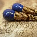 28ct Lapis Luzi modernist earrings Coil earrings pyrite and cobalt blue earrings