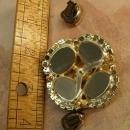 VIntage Milkglass rhinestone brooch and earrings baby blue milk glass
