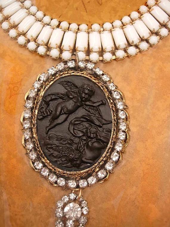 Black Mourning Cherub Cameo Choker necklace