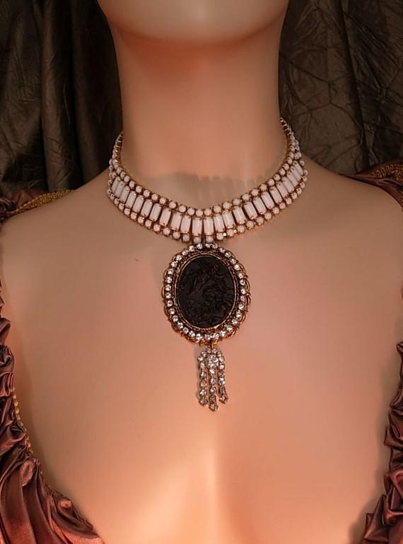 Black Mourning Cherub Cameo Choker necklace