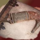 Bizarre primitive Arabian Nights Ceremonial Knife etruscan metal work ritual dagger
