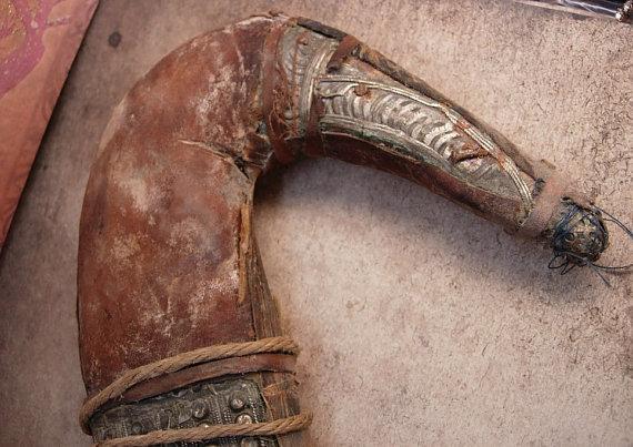Bizarre primitive Arabian Nights Ceremonial Knife etruscan metal work ritual dagger