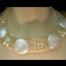 Vintage Glam HUGE Faux PEarl Runway Fashion necklace choker Hand sewn signed