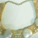 Vintage Glam HUGE Faux PEarl Runway Fashion necklace choker Hand sewn signed