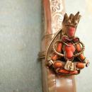 Antique Chinese Coral Goddess ring Medieval mythological Queen