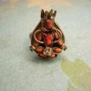 Antique Chinese Coral Goddess ring Medieval mythological Queen