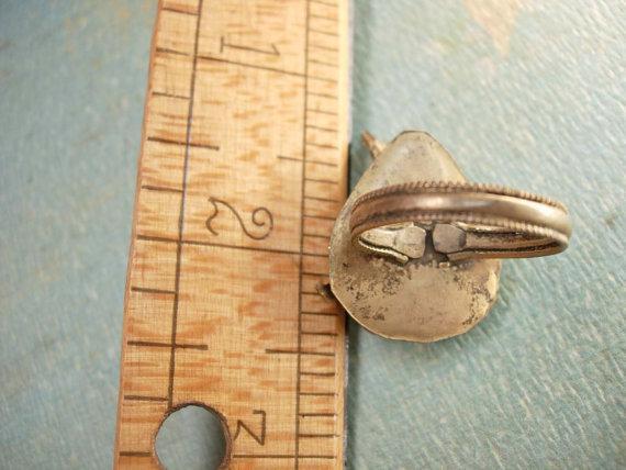 Antique Chinese Coral Goddess ring Medieval mythological Queen