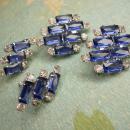 VIntage Open back Rhinestone Duette and screw On earrings Brilliant sapphire blue baguettes