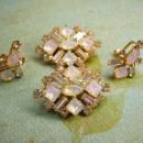 VIntage Moonstone and rhinestone duette brooch and screw on earrings