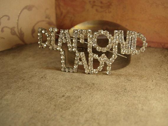 1920s Art deco DIAMOND lady Brooch huge flapper piece
