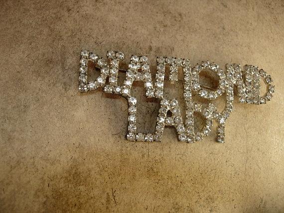 1920s Art deco DIAMOND lady Brooch huge flapper piece