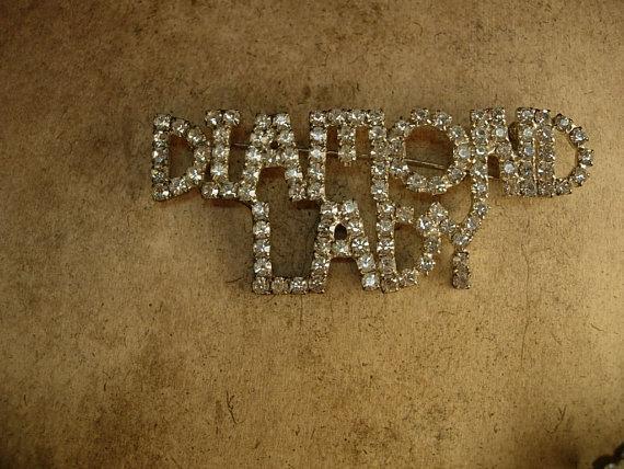 1920s Art deco DIAMOND lady Brooch huge flapper piece