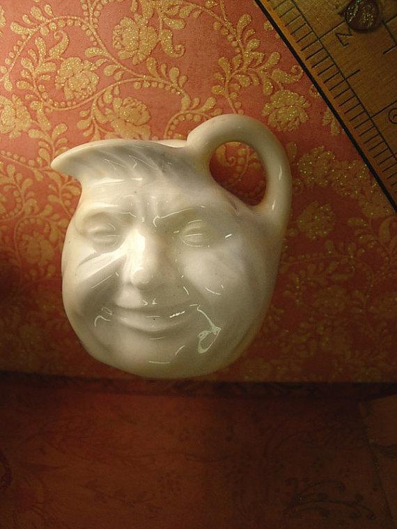 Vintage Child's Fairytale Face jug nursery rhyme moon faced pitcher