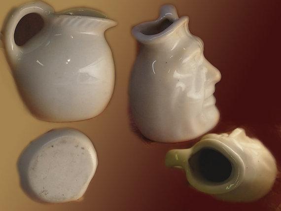 Vintage Child's Fairytale Face jug nursery rhyme moon faced pitcher