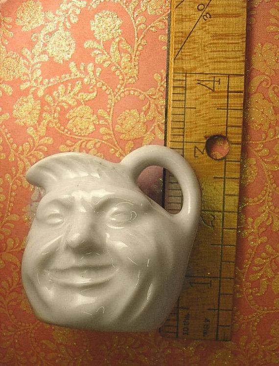 Vintage Child's Fairytale Face jug nursery rhyme moon faced pitcher