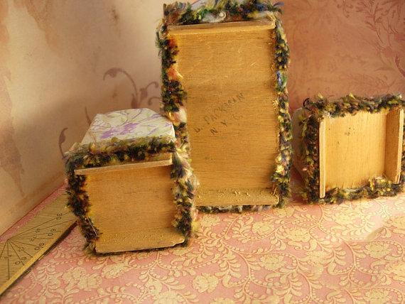 Antique Silk Doll sofa and chairs Miniature doll furniture made in NY