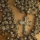 Medieval Goddess necklace Gothic antique cross HUGe statement collar bib religious cross