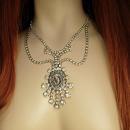 Paste rhinestone Flapper necklace Religious Icon portrait with huge sprays of rhinestones Wedding necklace
